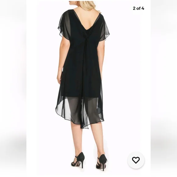 Adrianna Papell Women Black Chiffon Overlay Cocktail Dress XS Sheer NWT - Picture 2 of 13